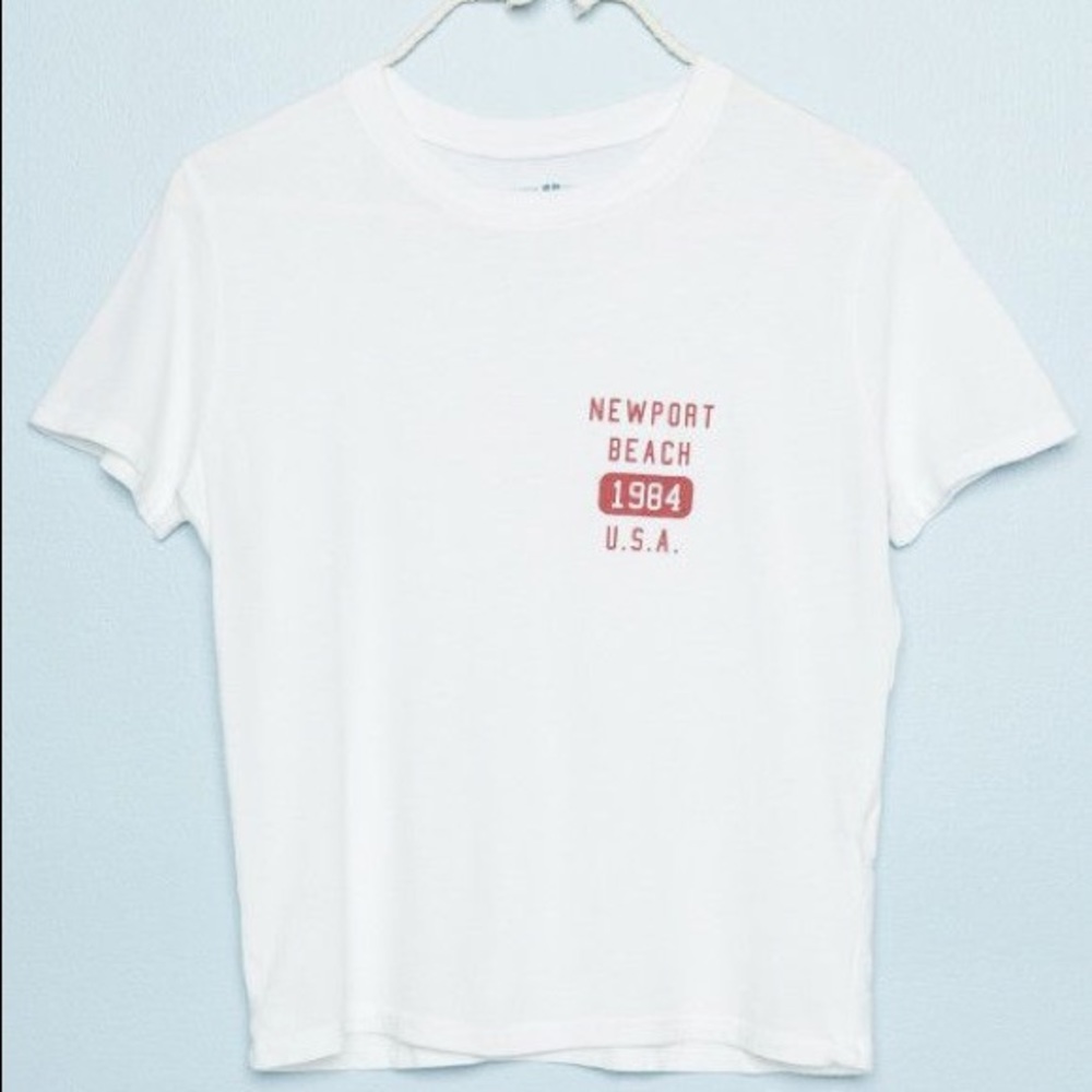 Brandy Melville White Newport Beach 1984 Tee